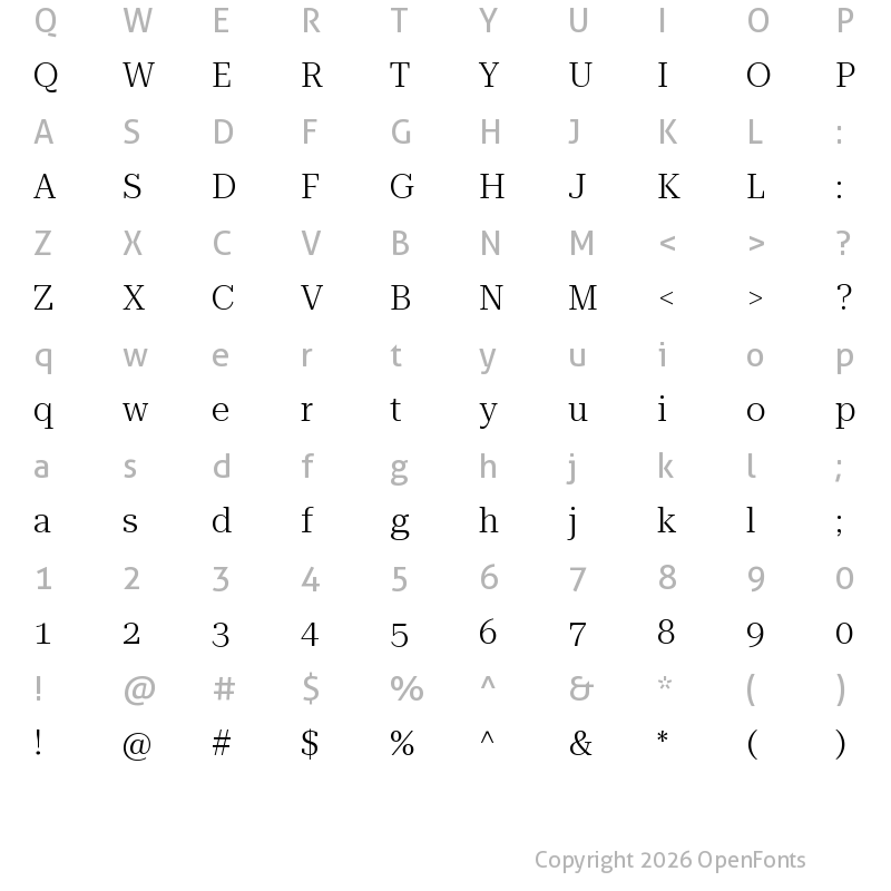 Character Map of Roboto Serif 120pt Light