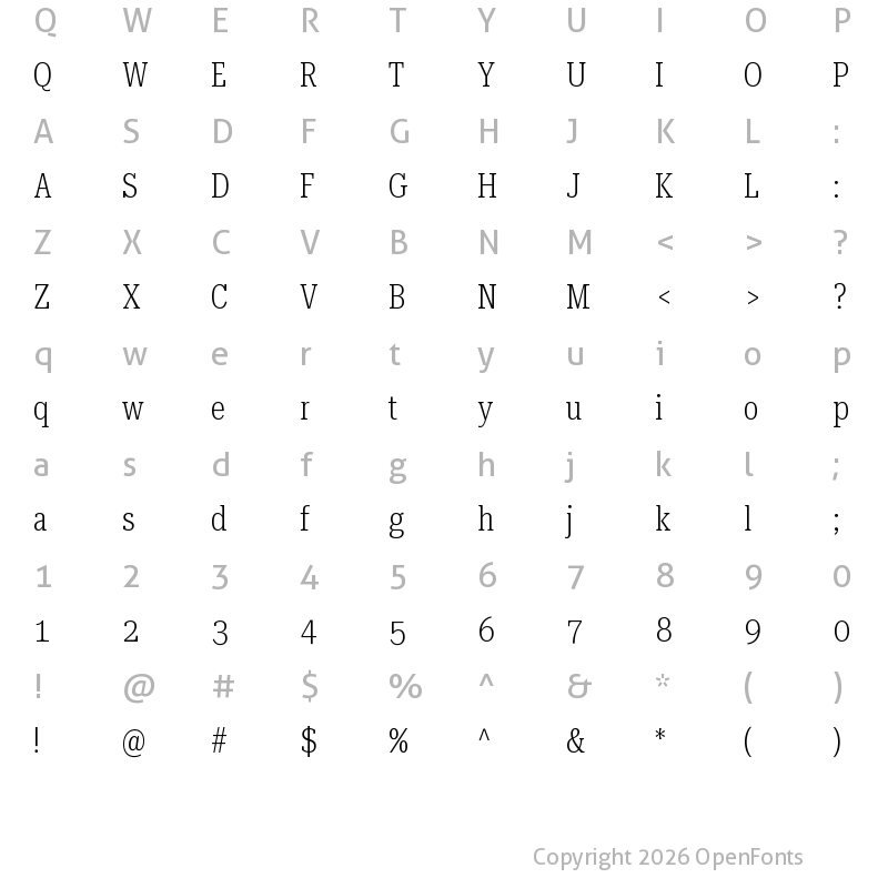 Character Map of Roboto Serif 28pt UltraCondensed ExtraLight