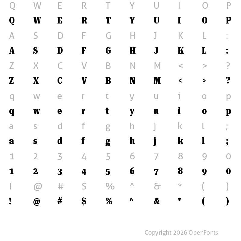 Character Map of Roboto Serif 36pt UltraCondensed ExtraBold