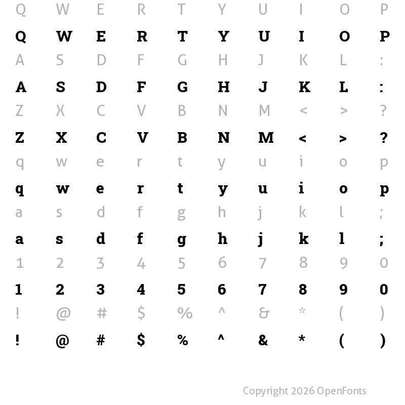 Character Map of Roboto Slab ExtraBold