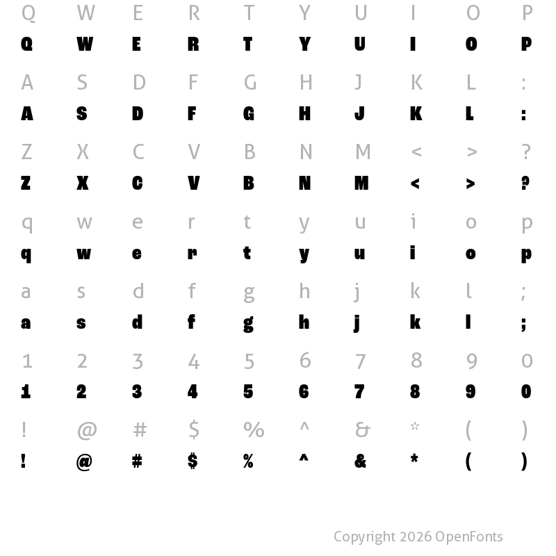 Character Map of Roc Grotesk Condensed Black