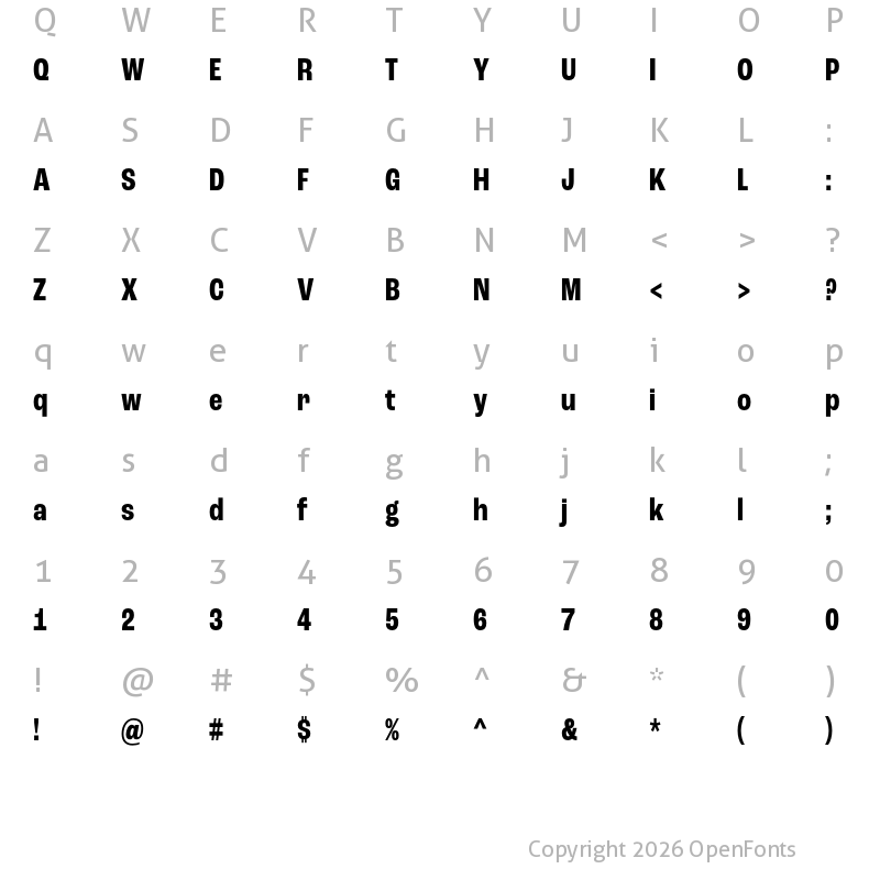 Character Map of Roc Grotesk Condensed Bold
