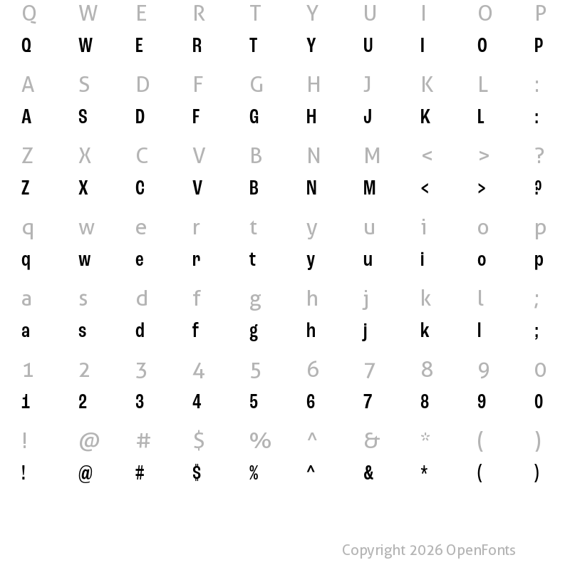Character Map of Roc Grotesk Condensed Medium