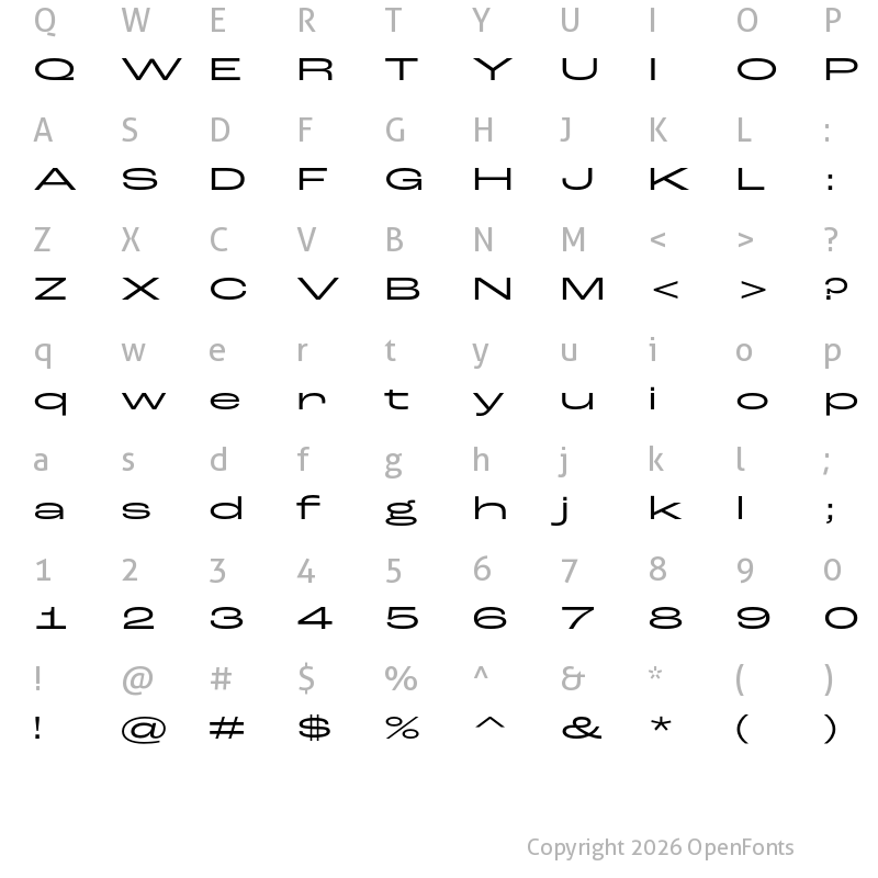 Character Map of Roc Grotesk ExtraWide