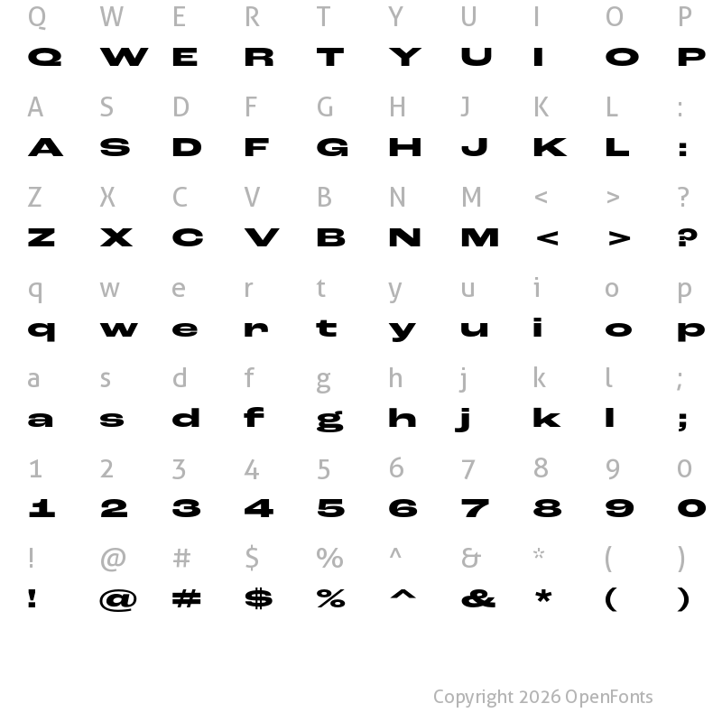 Character Map of Roc Grotesk ExtraWide ExtraBold