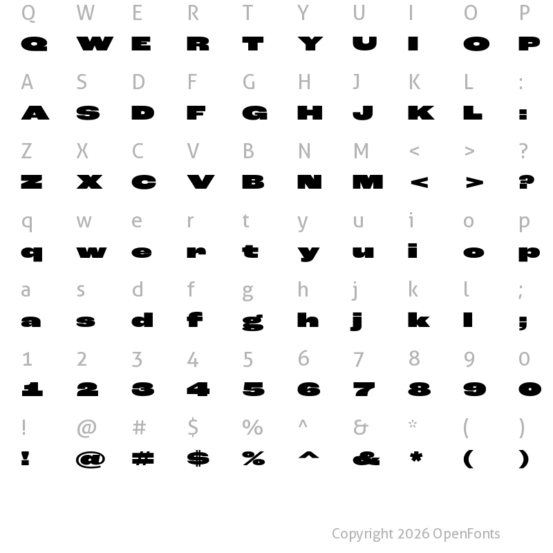 Character Map of Roc Grotesk ExtraWide Heavy