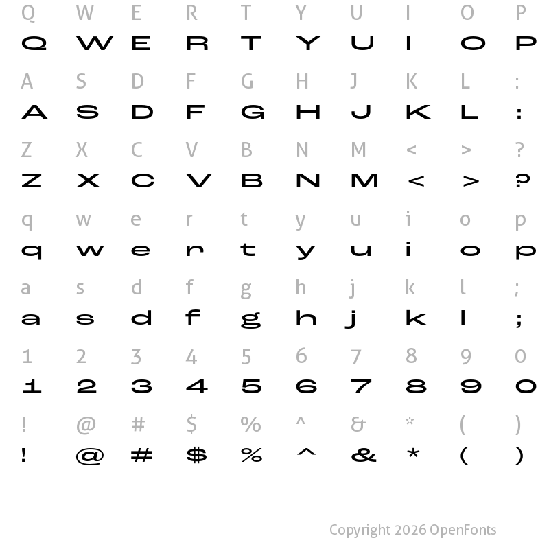 Character Map of Roc Grotesk ExtraWide Medium