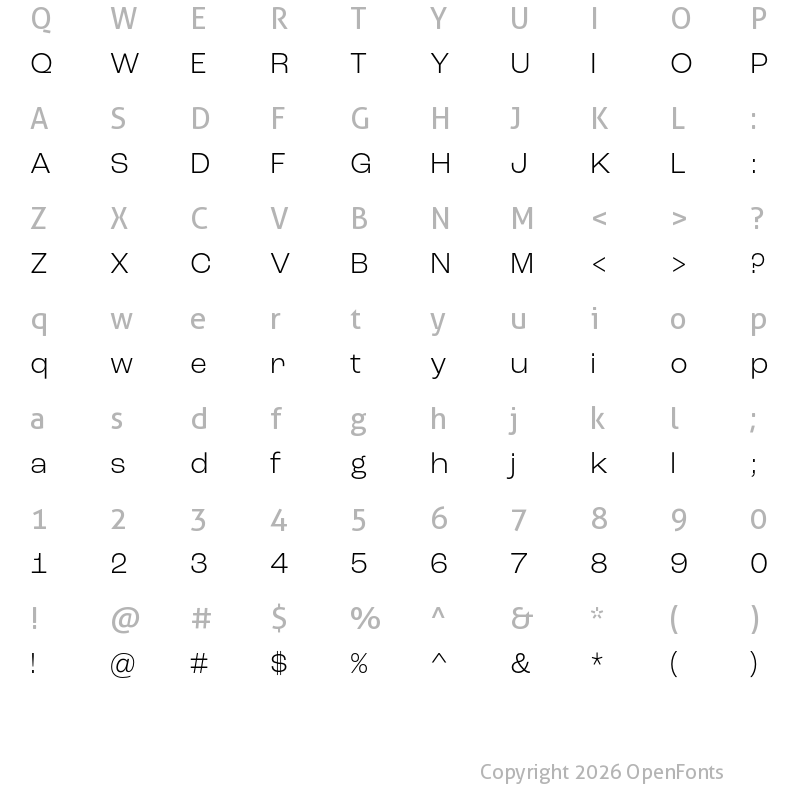 Character Map of Roc Grotesk Light