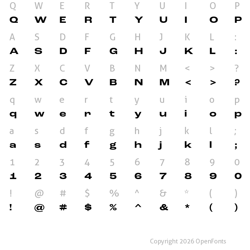 Character Map of Roc Grotesk Wide Bold
