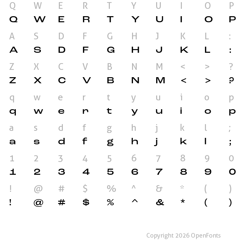 Character Map of Roc Grotesk Wide Medium