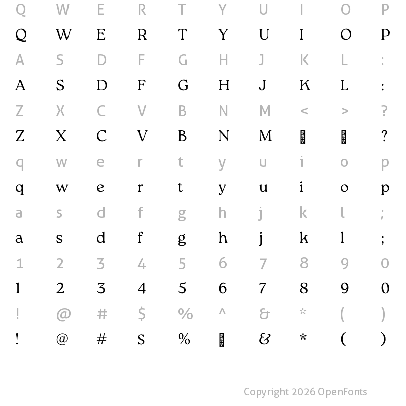Character Map of Roca Light