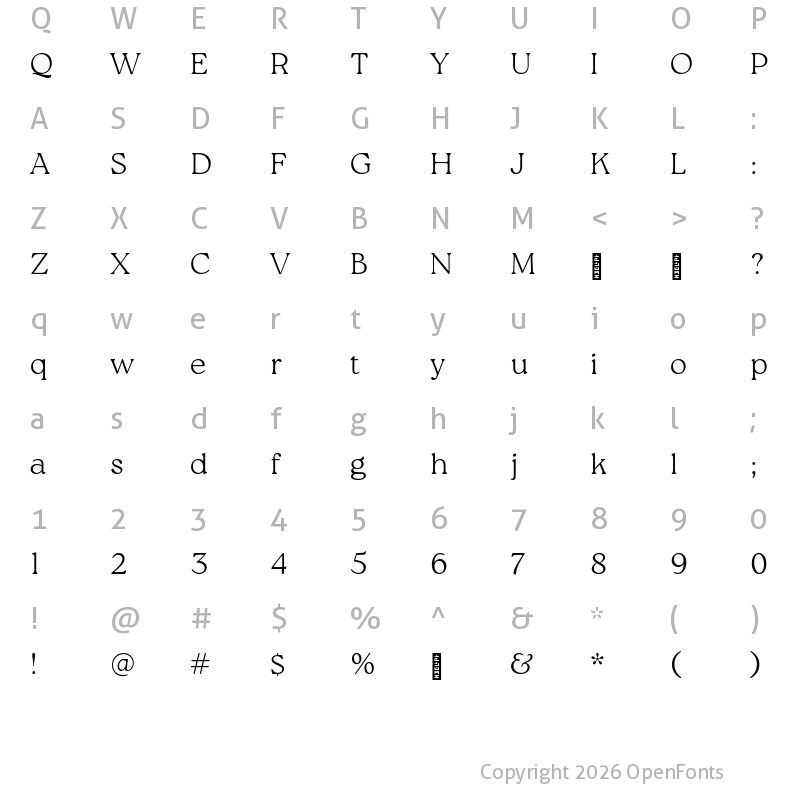 Character Map of Roca Two Thin