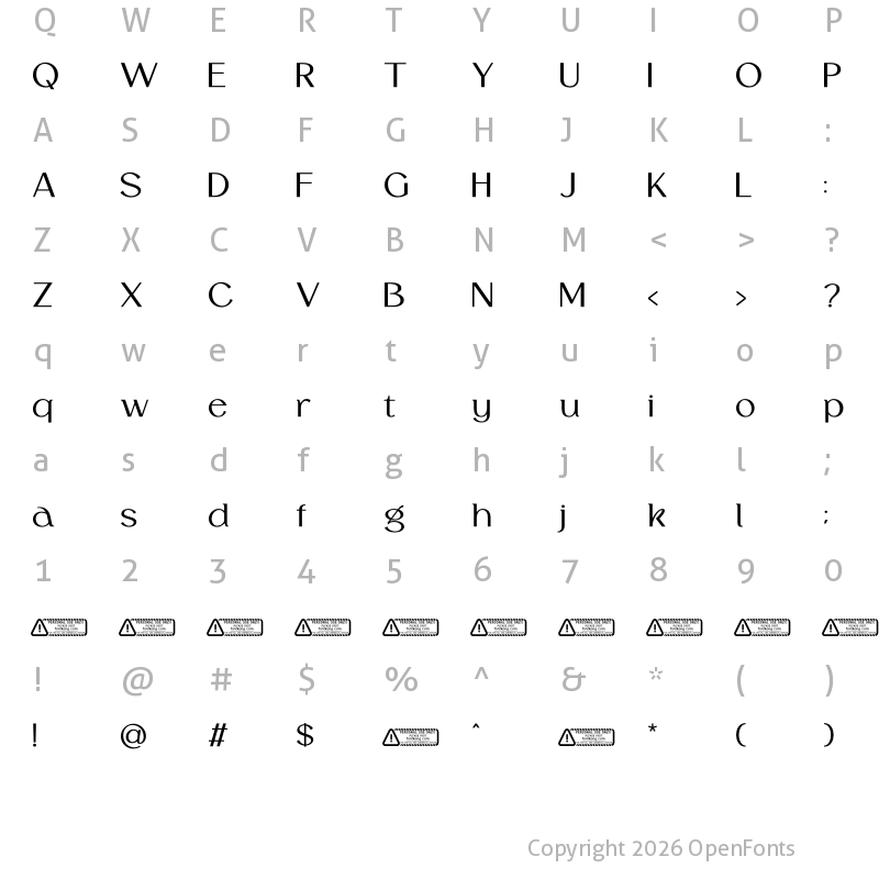Character Map of Rocaston Regular Regular