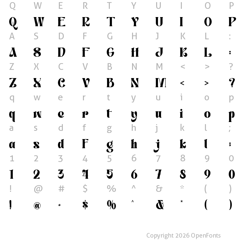 Character Map of Rock Attack - Personal use Regular