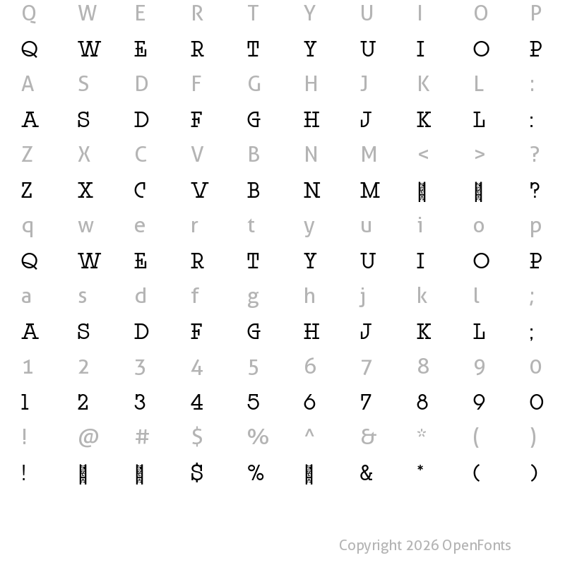 Character Map of Rock Titling Regular Trial