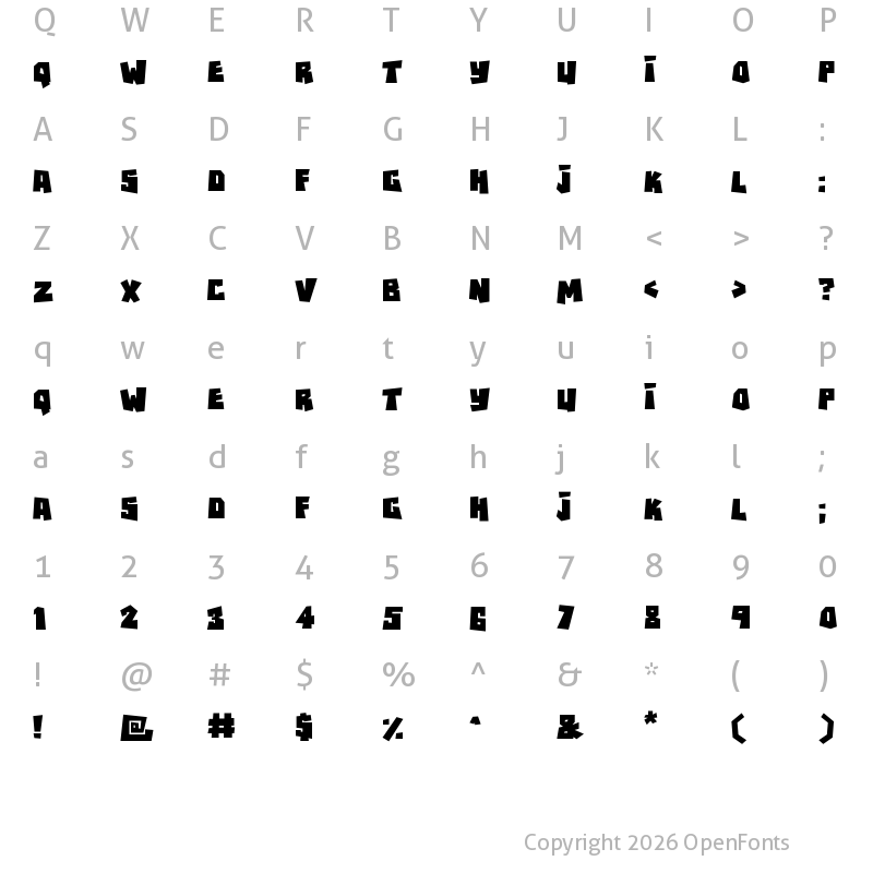 Character Map of RockBiter Regular