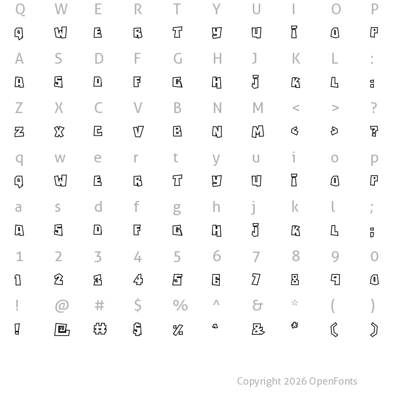 Character Map of RockBiterOutlines Regular