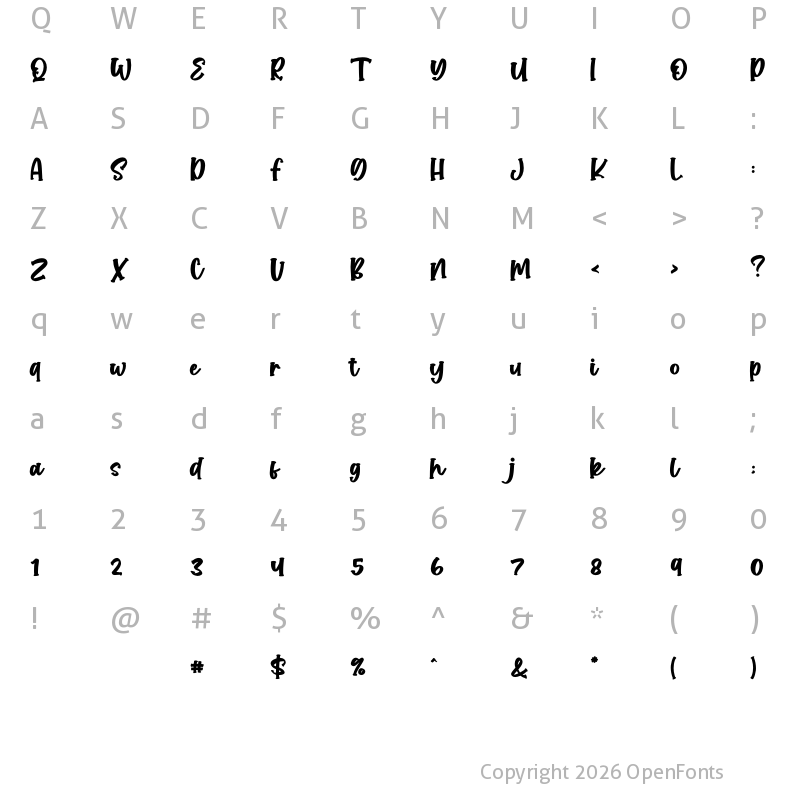 Character Map of Rocket City Regular