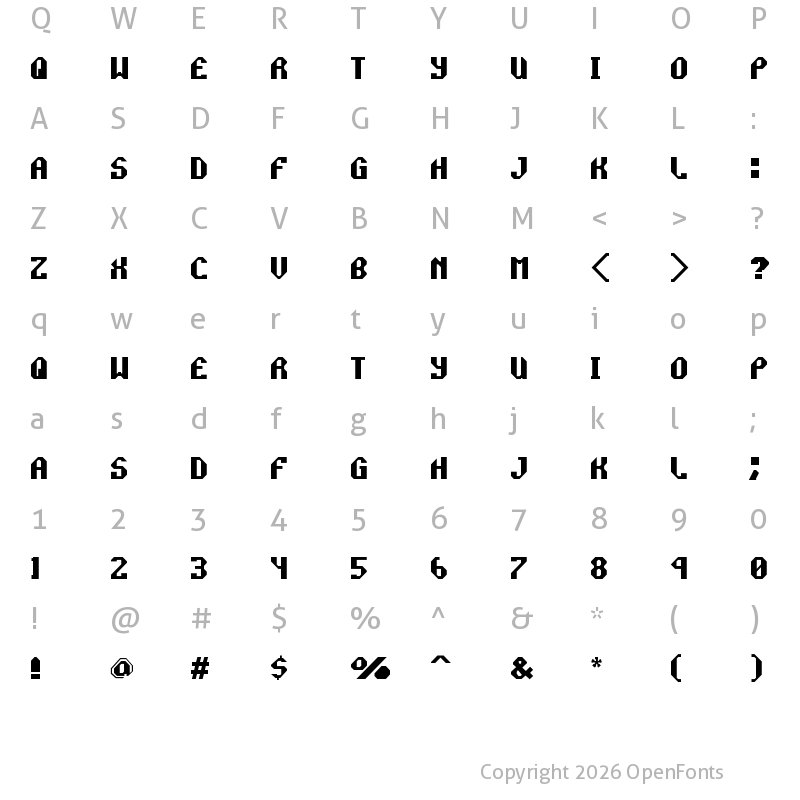 Character Map of Rocket Propelled Regular