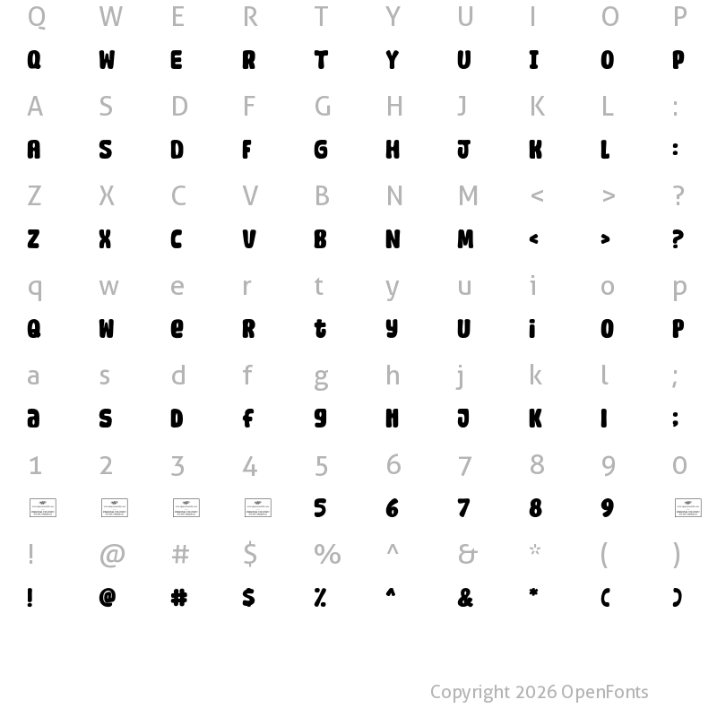 Character Map of Rocket Raccoon Free Regular