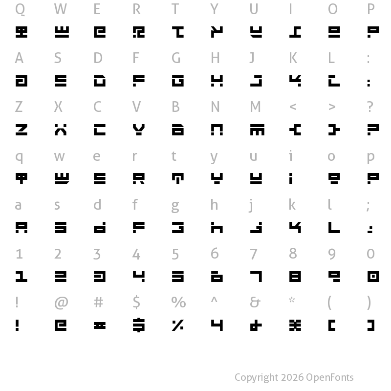 Character Map of Rocket Type Bold Bold