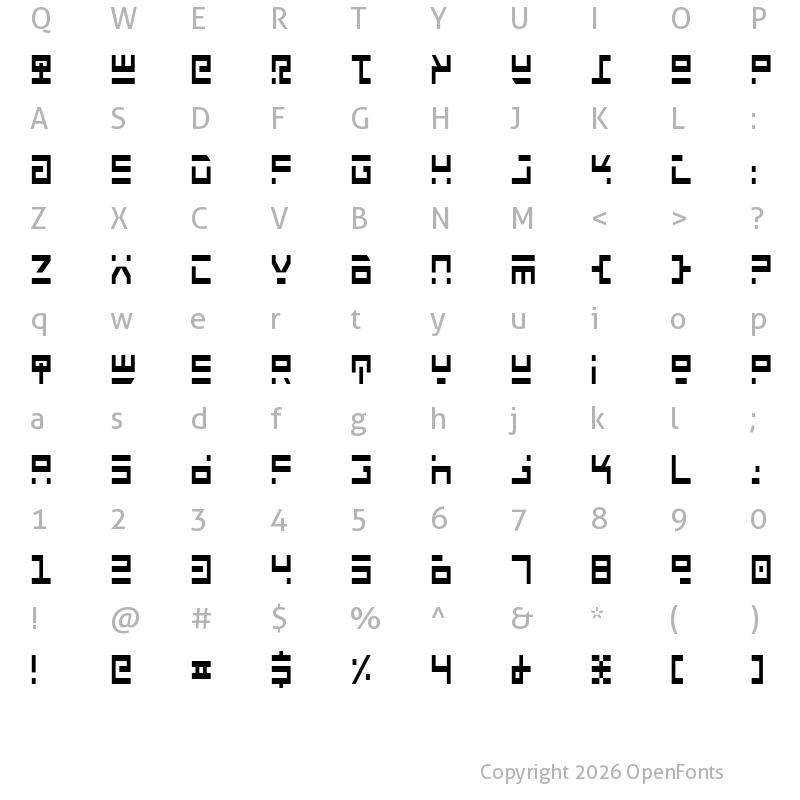 Character Map of Rocket Type Condensed Condensed