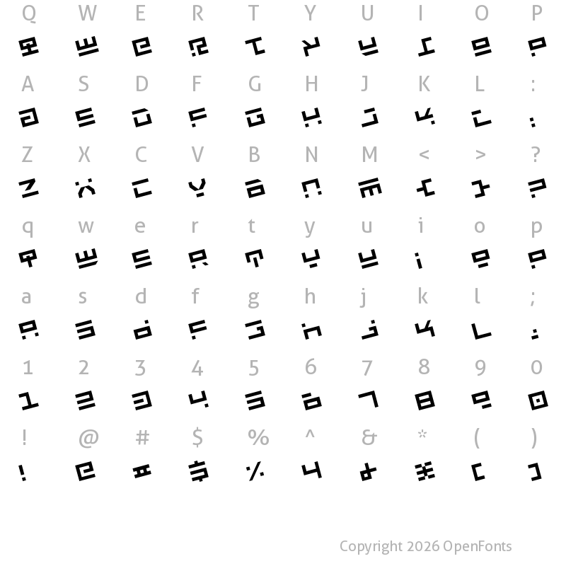 Character Map of Rocket Type Rotate Rotate