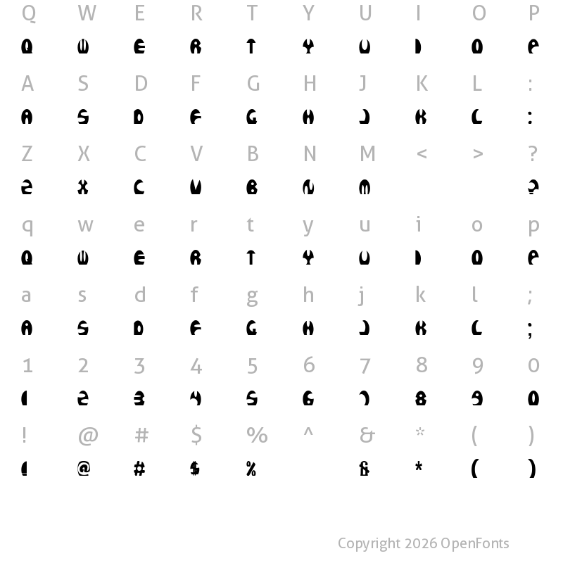 Character Map of ROCKETBOSS Bold
