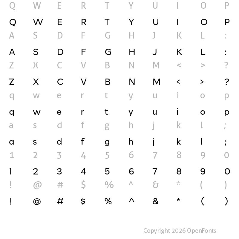 Character Map of Rockford Sans Light
