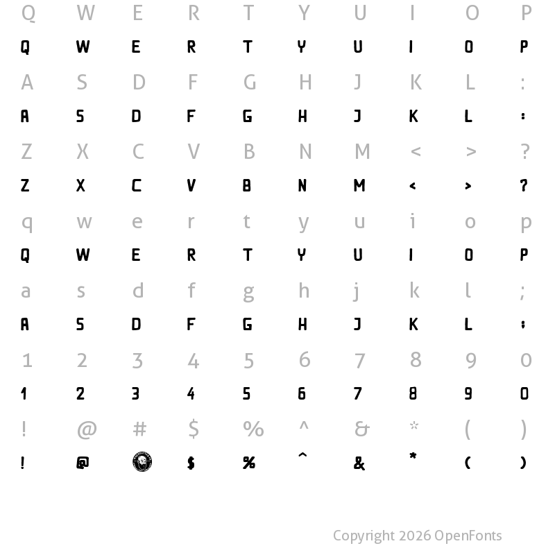 Character Map of Rocking Bunny Regular