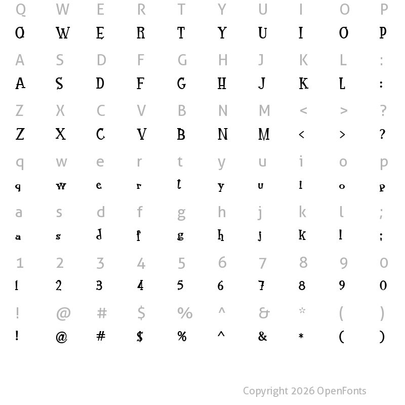 Character Map of RocknRoll Typo bold Regular