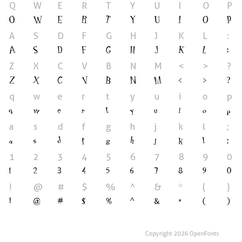 Character Map of RocknRoll Typo crazy Regular