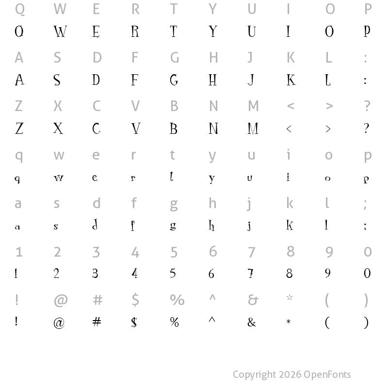 Character Map of RocknRoll Typo thin Regular