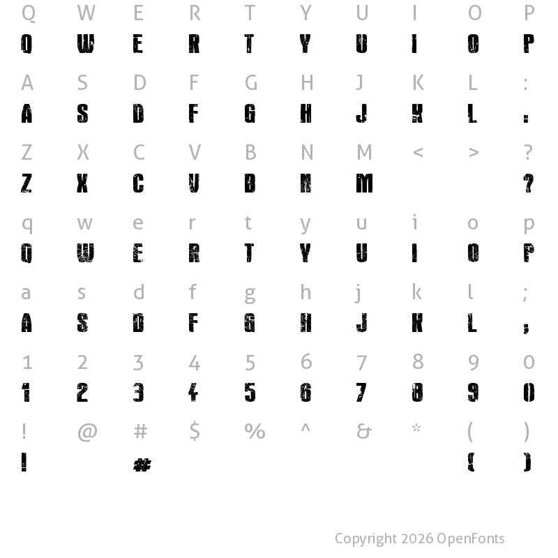 Character Map of Rock's Death Regular