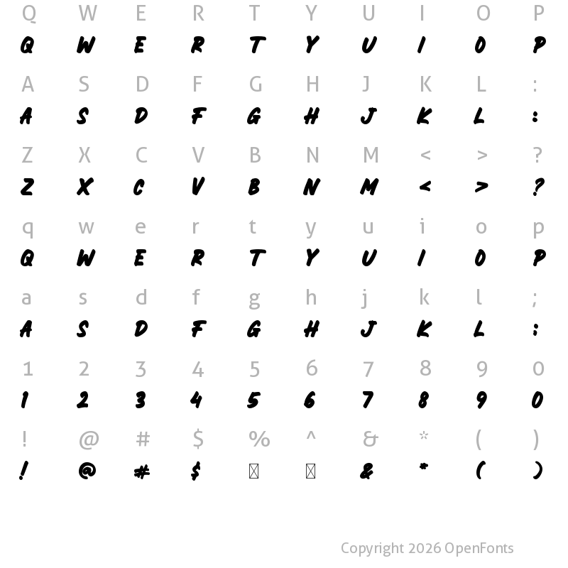 Character Map of ROCKSLIDE BOLD