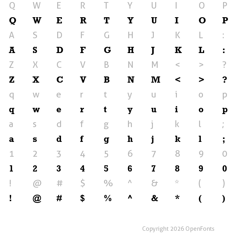 Character Map of Rockwell Bold