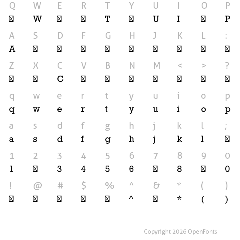 Character Map of RockwellStd ?