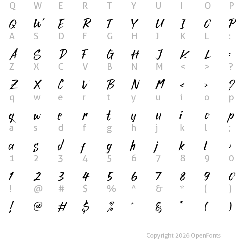 Character Map of Rocky Brush Regular