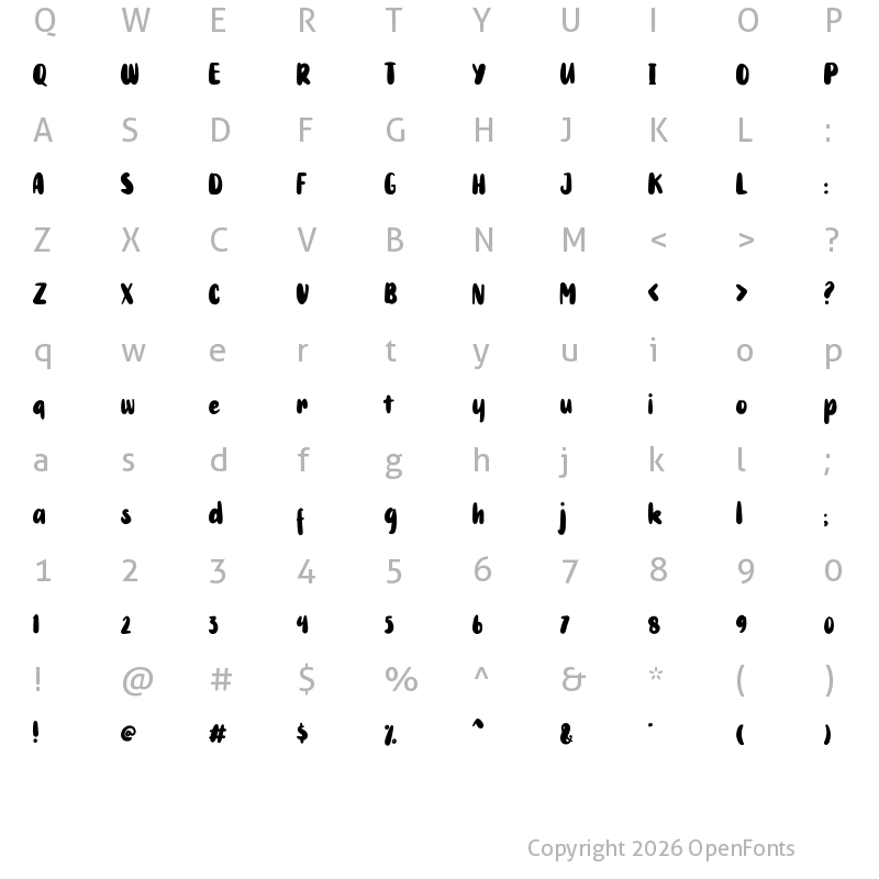 Character Map of Rodit Bugs Regular