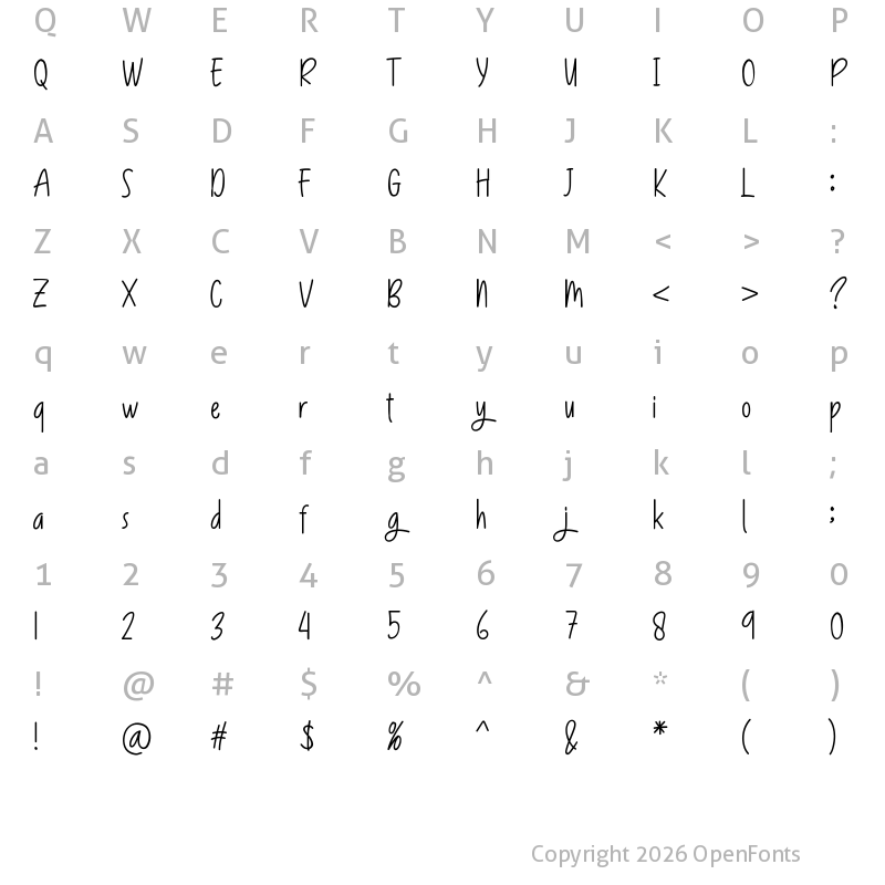 Character Map of Rogellika Regular
