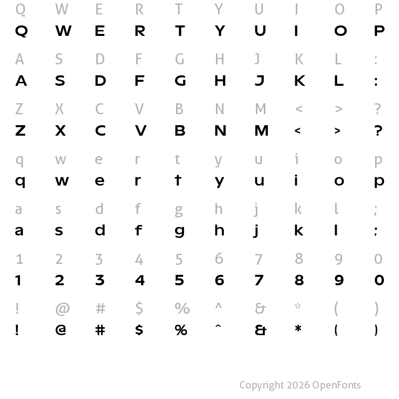 Character Map of Rogerex Semi Bold