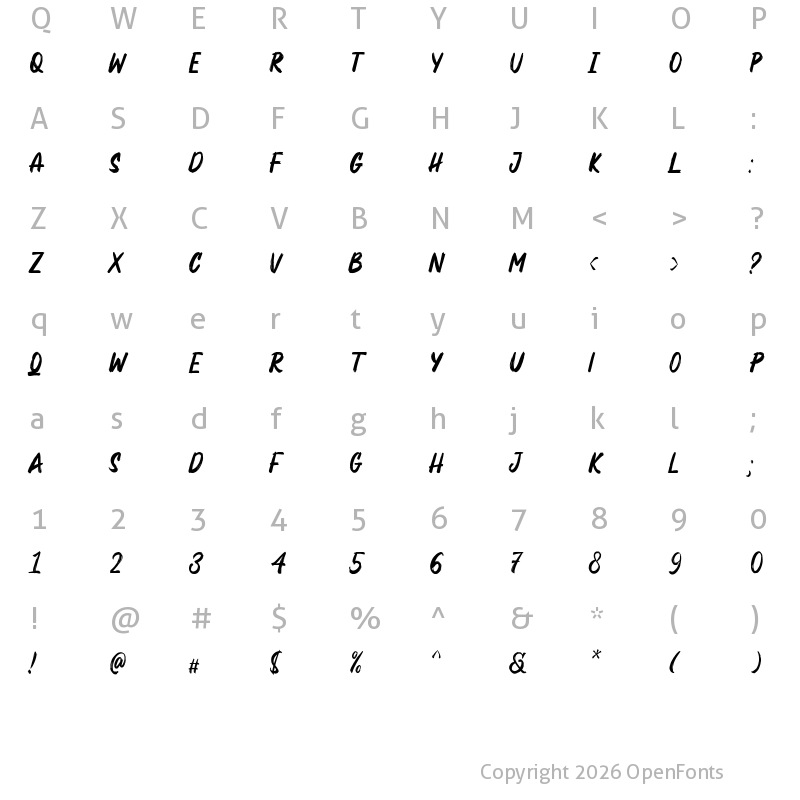 Character Map of Rogersan Regular