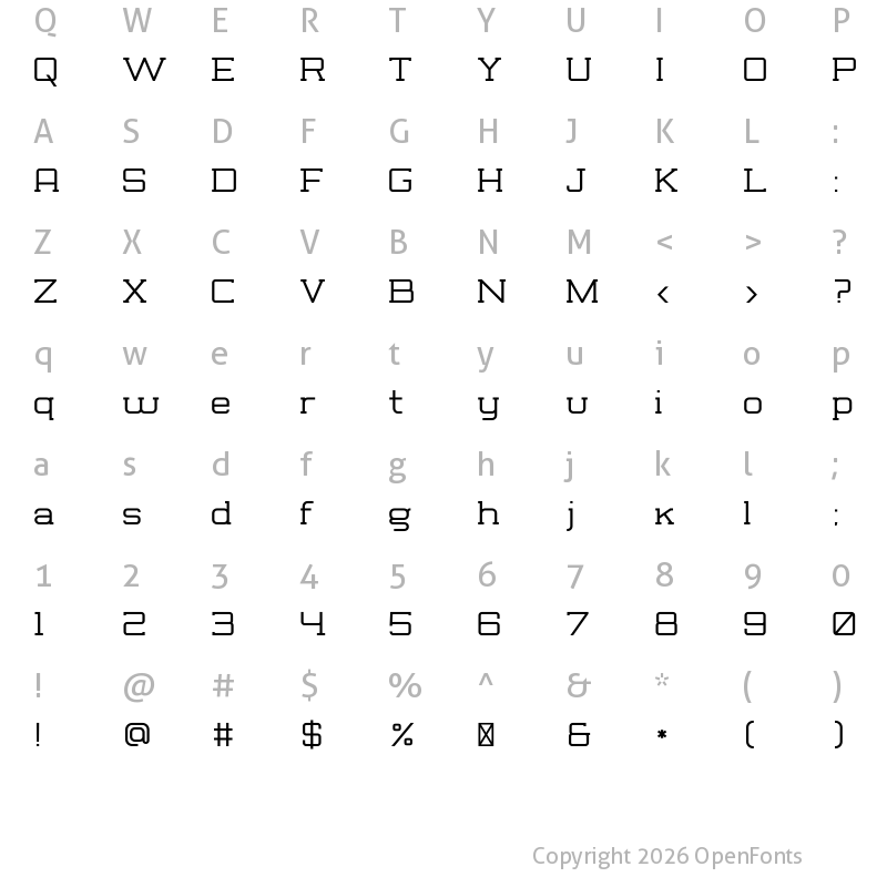 Character Map of Rogueland Slab Bold