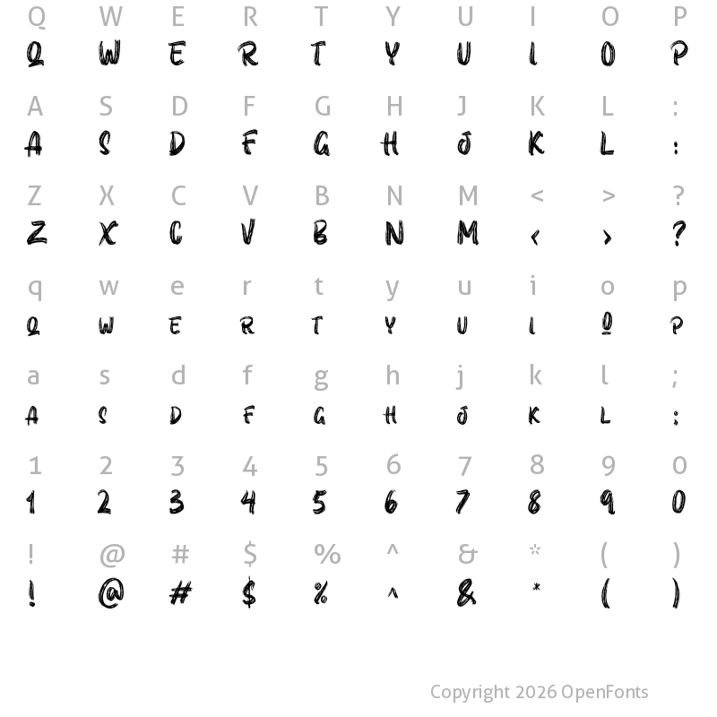 Character Map of ROLLBLAST Personal Use Solid