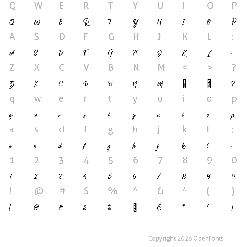 Character Map of Rollete Qaku Vector Regular