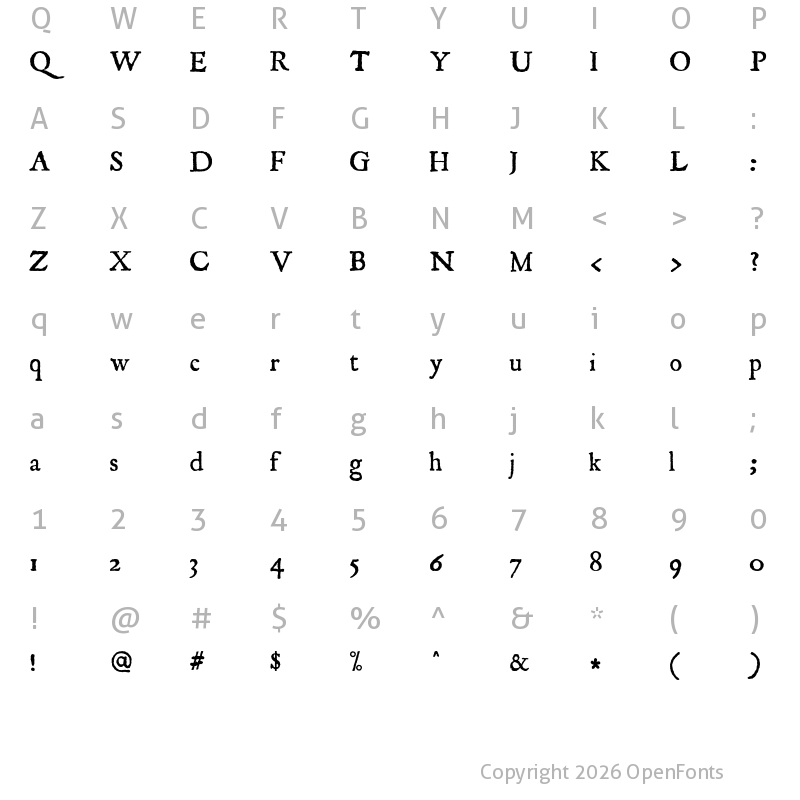 Character Map of Roman Antique Regular