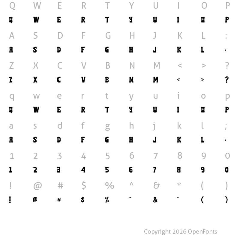 Character Map of Roman Vibes Regular
