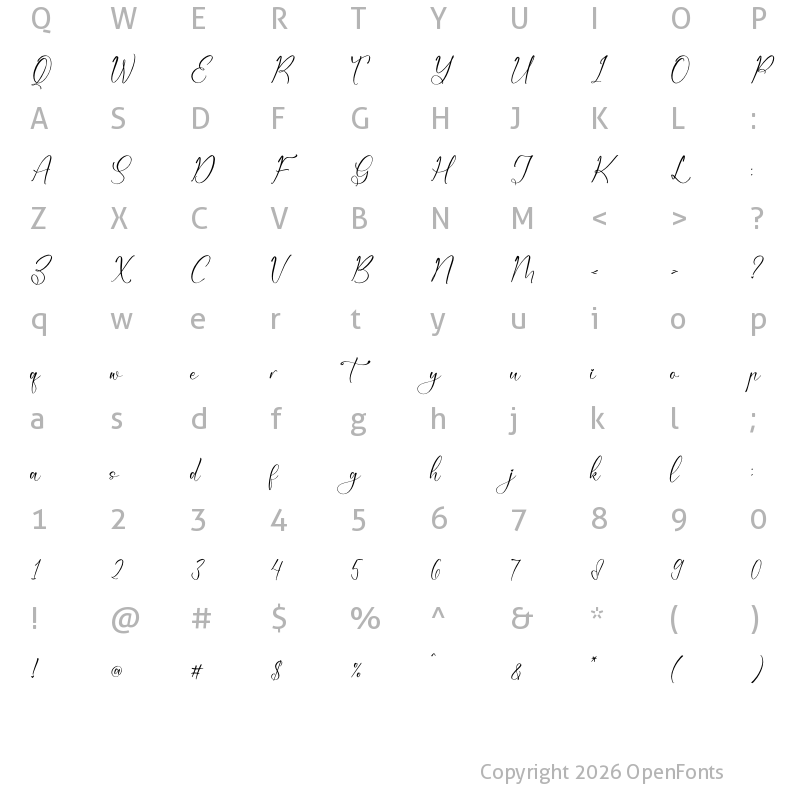 Character Map of Romanttyca Bellmonde Regular