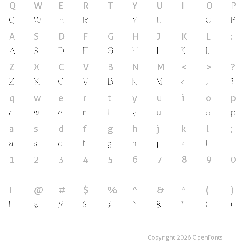 Character Map of Romentic Regular
