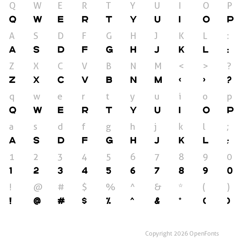 Character Map of Romero Bold